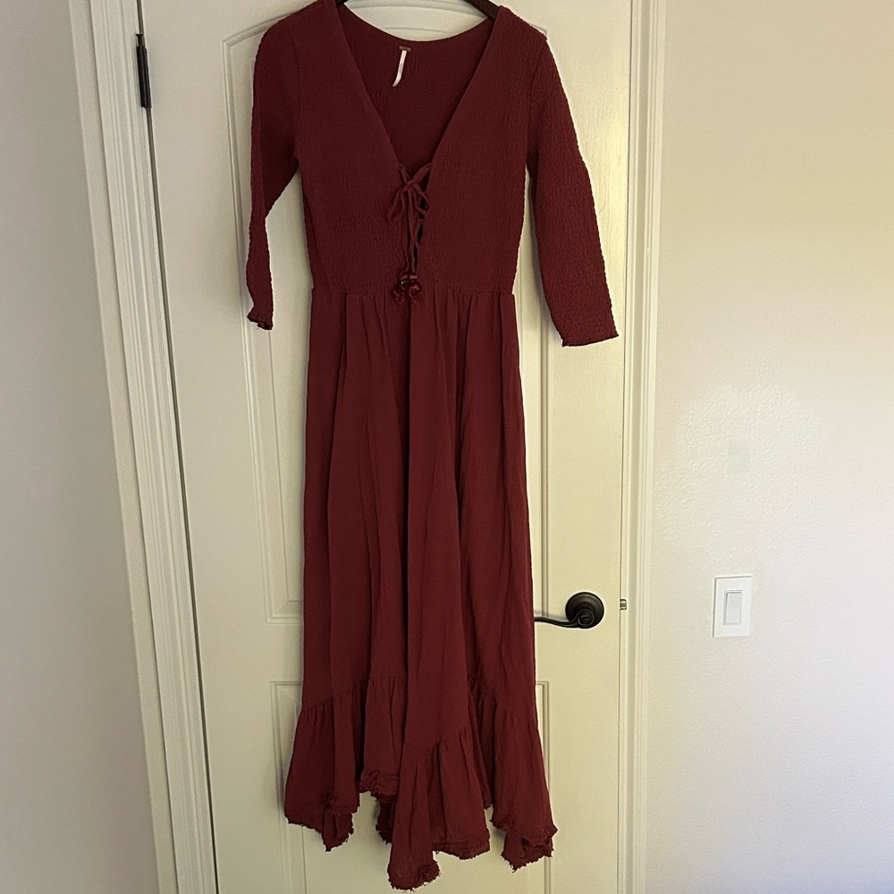 Free People Deep Red Maxi Dress